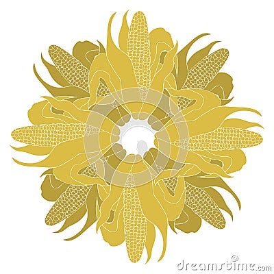 Logo Corn in the cob with leaves. Vector illustration Vector Illustration