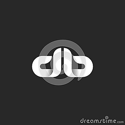 Logo db letters monogram, black and white gradient sleek lines geometric shape, mockup combination d and b initials emblem for Vector Illustration