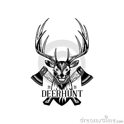 The logo of the Deer Cap deer hunter Vector Illustration