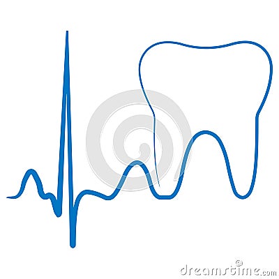 Logo for the dental clinic office, the impulse turning into a tooth molar Stock Photo