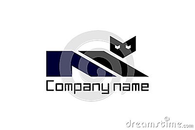 Letter M cat logo Vector Illustration