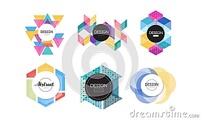 Logo Design Collection, Abstract Badges of Various Geometric Shapes Vector Illustration Vector Illustration