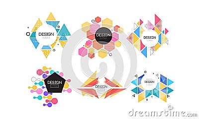 Logo Design Collection, Abstract Colorful Badges of Various Geometric Shapes Vector Illustration Vector Illustration