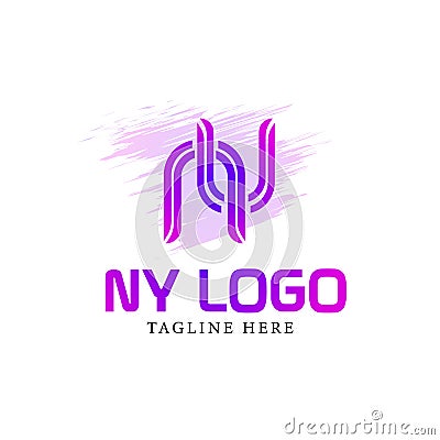 Logo design initial font n y Vector Illustration