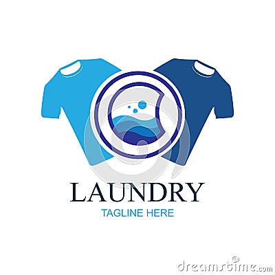 logo design laundry icon washing machine with bubbles for business clothes wash cleans modern template Vector Illustration