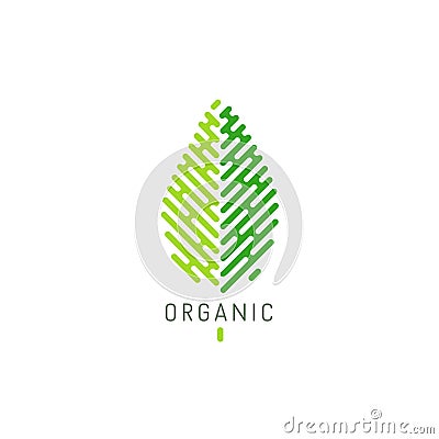 Logo design for organic and natural products. Healthy lifestyle and vegan sign Vector Illustration
