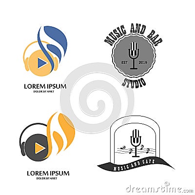 Music logo design pack Vector Illustration