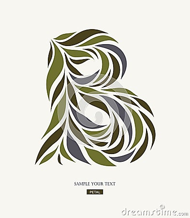 Logo design from petals, leaves, abstract letter B. Vector Illustration