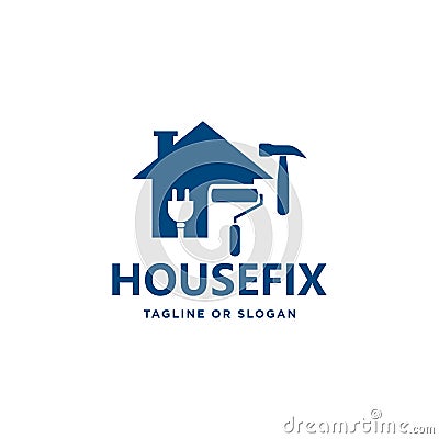 Logo design related to house repair, remodeling or painting Vector Illustration