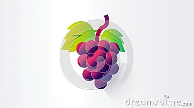 Logo design template, branch of grape, generative AI. Cartoon Illustration