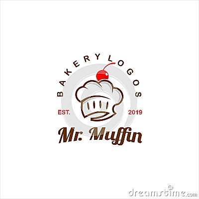 Logo design template with simple modern badge concept muffin Vector Illustration