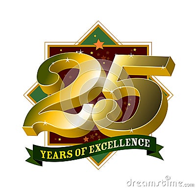 Logo design for 25 years of excellence Stock Photo