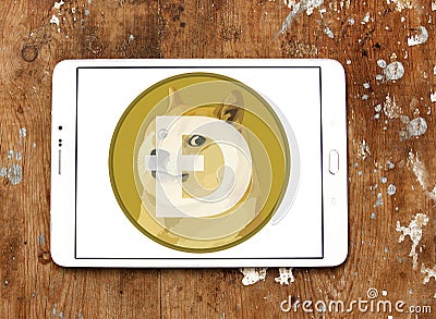 Dogecoin Cryptocurrency logo Editorial Stock Photo