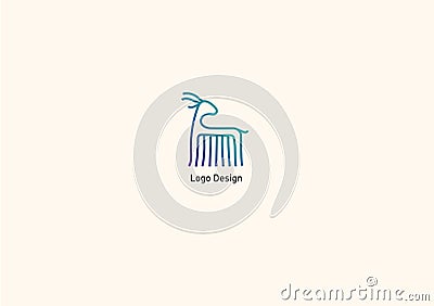 Logo with double meaning deer and comb Stock Photo