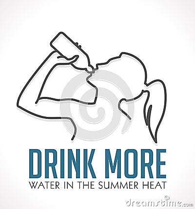 Logo - Drink more water in summer Vector Illustration