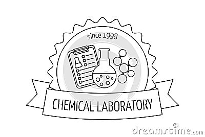 Logo and emblem for the chemical, medical, research laboratories, businesses, industries and products. Isolated image. Vector Vector Illustration