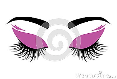 Logo eyelashes. The eyes of the girl with makeup. Vector illustration of eyebrows and eyelashes. Figure for a beauty Vector Illustration
