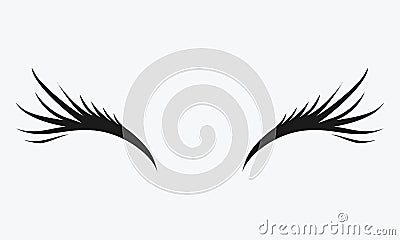 Logo of eyelashes. Stylized hair. Abstract lines of triangular shape. Black and white vector illustration. Vector Illustration