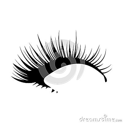 Logo of eyelashes. Stylized hair. Abstract lines of triangular shape. Black and white vector illustration. Vector Illustration