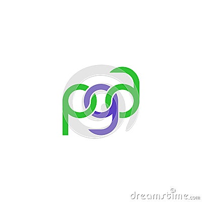 Linked Letters PGA monogram logo design Vector Illustration