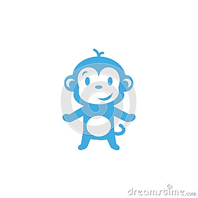 Logo of a Cute and Smiling Monkey looking Friendly and Happy Vector Illustration