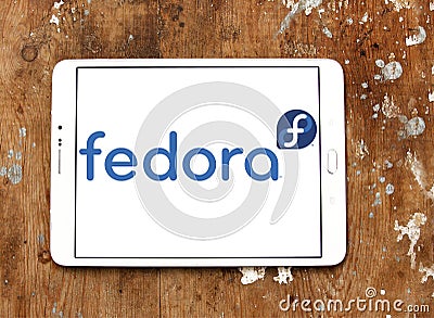 Fedora operating system logo Editorial Stock Photo