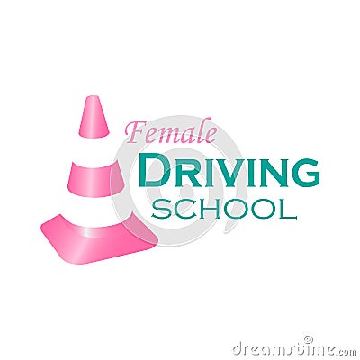 Logo female driving school Vector Illustration