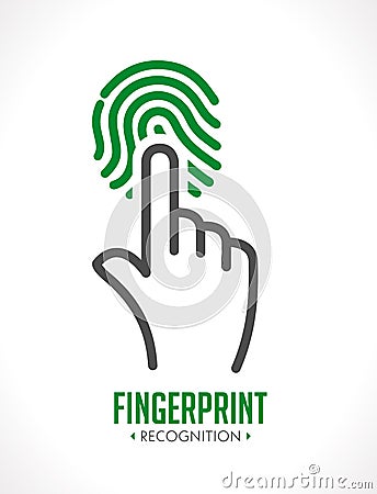 Logo - fingerprint recognition - biometric access control system Vector Illustration