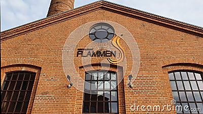 The logo of the Flammen building in Randers Editorial Stock Photo