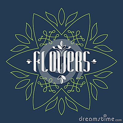 Logo for a flower boutique or salon, consisting of the original font and linart elements Vector Illustration