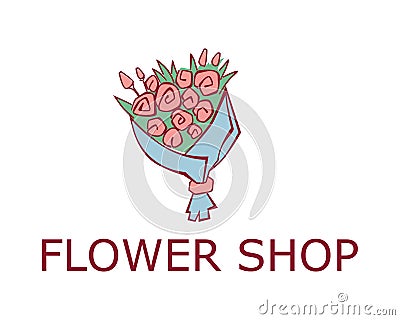 Logo of the flower shop. Stylized graphic bouquet Vector Illustration