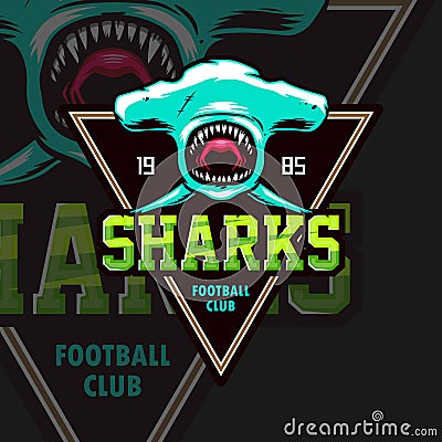 The logo of the football team with a shark Vector Illustration