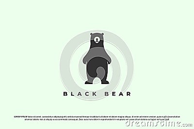 logo full bear silhouette cute Stock Photo