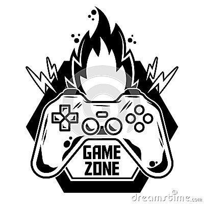 Logo of gamepad for play arcade video game Vector Illustration