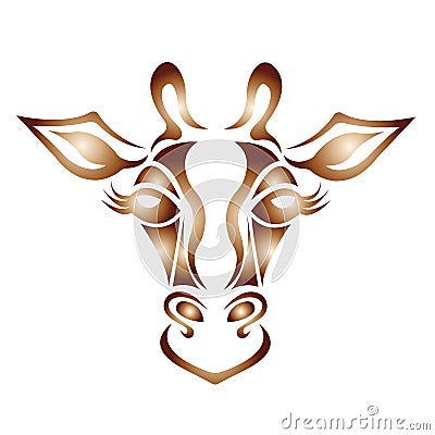 The logo of the giraffe is painted in brown, orange. Silhouette animal giraffe Cartoon Illustration