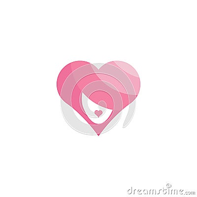 Logo Girl Face Woman Love Heart Business Beauty Vector Icon Silhouette valentine Vector Illustration
