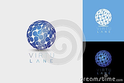 logo with globe like sphere for global digital company or gaming industry Stock Photo