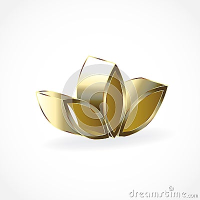 Logo gold lotus 3D flower teamwork symbol of yoga vector image illustration graphic design Vector Illustration