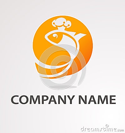 Logo with golden fish Vector Illustration