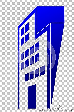 Logo Gradient Blue Perspective of Office or Hotel Building, at Transparent Effect Background Vector Illustration