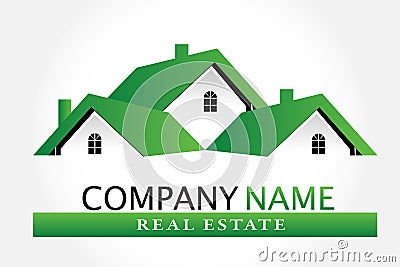 Green houses real estate logo vector image Vector Illustration