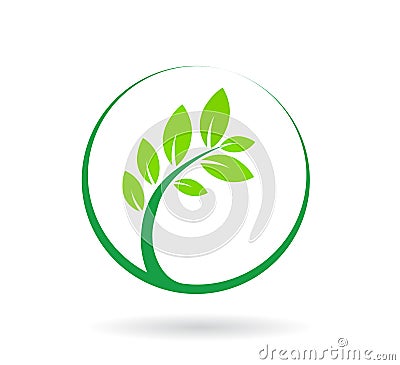 Logo Green Tree in a circle vector Vector Illustration
