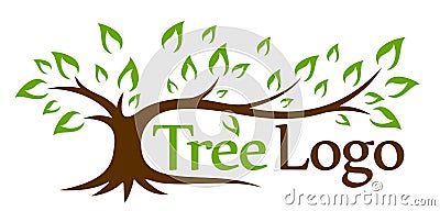 Logo green tree. Vector Illustration