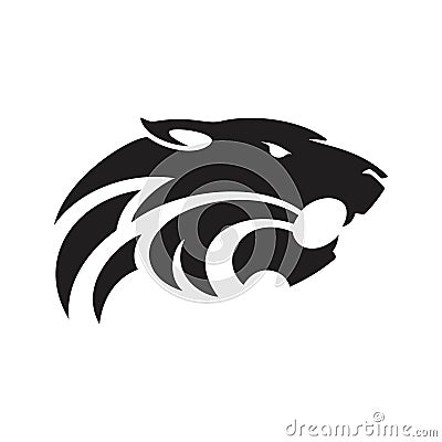 Tiger head - logo concept illustration in classic graphic style. Tiger head silhouette sign. Bengal tiger head creative il Stock Photo