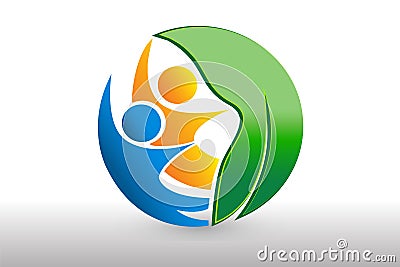 Logo health nature leaf people team id business icon Vector Illustration