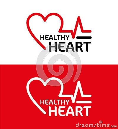 Logo healthy Heart. vector line design. red illustration. graphic design. Vector Illustration