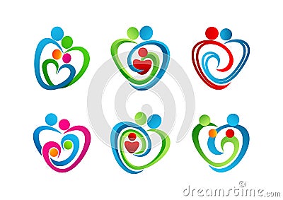,logo,heart,parenting,symbol,love,icon,concept,care,design Vector Illustration