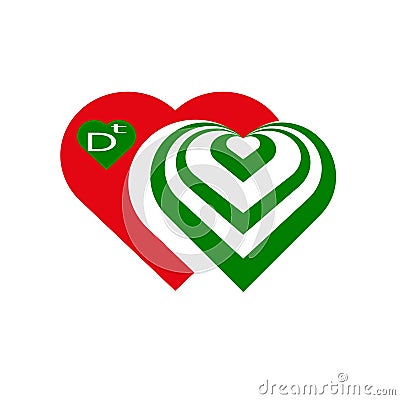 Logo.Heart red green. Vector Illustration