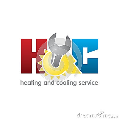 Logo - Heating and Cooling Service Vector Illustration