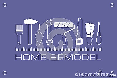 Logo home remodel, icon of tools for repair. Vector Illustration